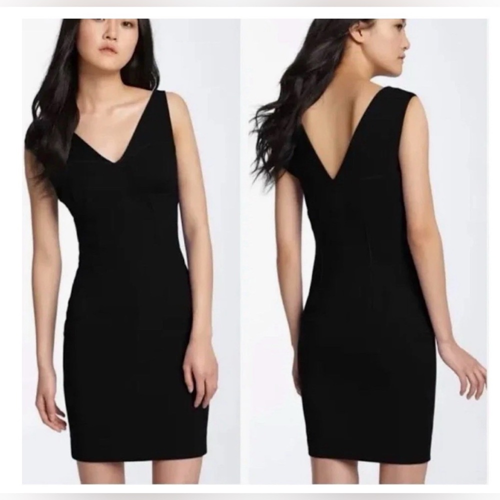 Diane Von Furstenberg Twila Black Ponte Knit Stretch Fitted Dress Size 0